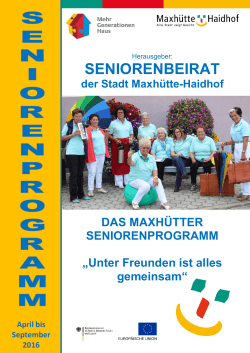 Seniorenprogramm April bis September 2016