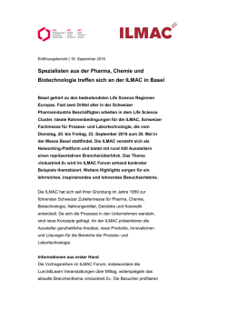 ILMAC 2016: Spezialisten aus der Pharma, Chemie und