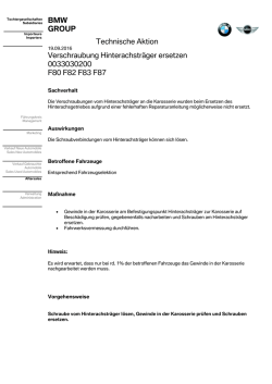 Technische Aktion Verschraubung Hinterachstr&auml;ger ersetzen