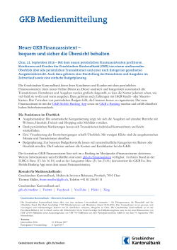 GKB Medienmitteilung - Graubündner Kantonalbank.