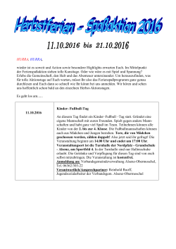 Herbstferienspaßaktion 2016 - Verbandsgemeinde Alsenz