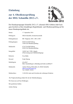 Einladung zur 4. Obedienceprüfung der HSG Schmölln 2012 e.V.