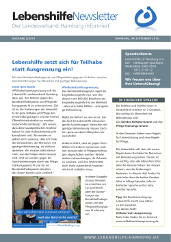 Newsletter September 2016 - Lebenshilfe Landesverband Hamburg