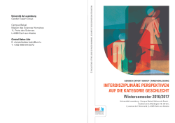 interdisziplin&auml;re perspektiven auf die kateGorie Geschlecht