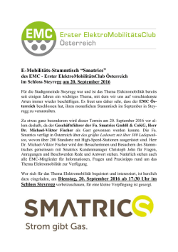 E-Mobilit&auml;ts-Stammtisch &ldquo;Smatrics&rdquo;
