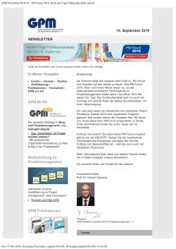 GPM Newsletter 09/2016 - GPM Deutsche Gesellschaft für