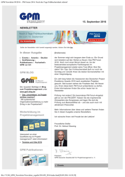 GPM Newsletter 09/2016 - GPM Deutsche Gesellschaft f&uuml;r