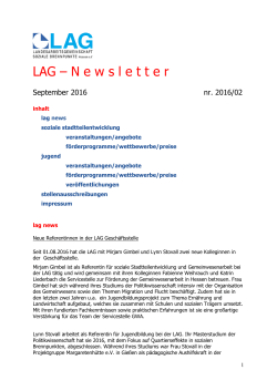 LAG – N ewsletter - Landesarbeitsgemeinschaft Soziale