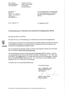 Begleitbrief - Teilrevision des kantonalen