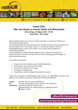 Herbst 2016 &Uuml;ber den K&ouml;rper zu innerer St&auml;rke und Wirksamkeit