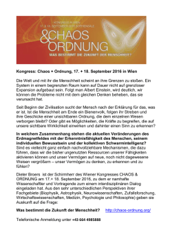 Kongress: Chaos + Ordnung, 17. + 18. September 2016