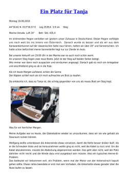 Ein Platz f&uuml;r Tanja - Logbuch der SY Samoa