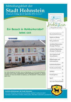 Mitteilungsblatt der Stadt Hohnstein für September