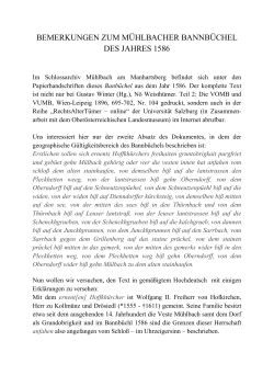 bemerkungen zum mühlbacher bannbüchel des jahres 1586