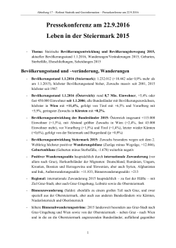 Pressekonferenz am 22.9.2016 Leben in der Steiermark 2015