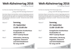 Welt-Alzheimertag 2016 Welt