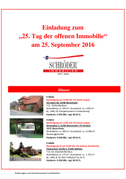 25. Tag der offenen Immobilie
