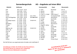 Sonnenbergschule AG – Angebote auf einen Blick
