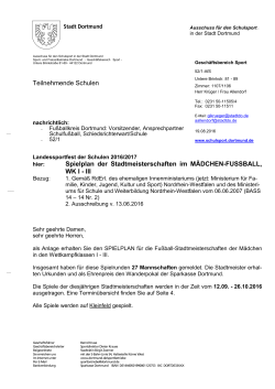 Spielplan der Stadtmeisterschaften im Mädchen