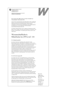 Wissenschaftliche/n Mitarbeiter/in (50%), ref. 141