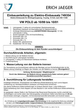 Einbauanleitung zu Elektro-Einbausatz 749354 VW POLO ab 10/99