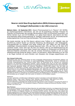 Newron reicht New-Drug-Application-(NDA)