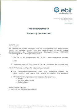 Informationsschreiben Anmeldung Dienstnehmer