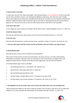 Gott kennenlernen - Chronologisches Bibelstudium