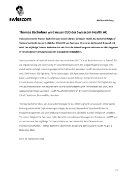 Thomas Bachofner wird neuer CEO der Swisscom Health AG