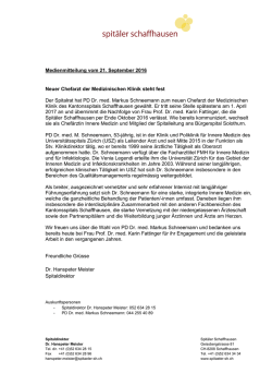 Neuer Chefarzt Medizinische Klinik