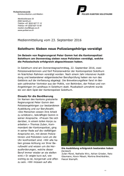 Medienmitteilung vom 23. September 2016
