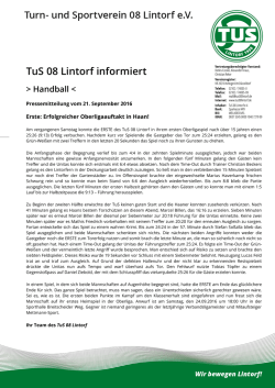 Pressemitteilung vom 21. September 2016