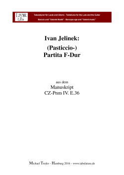 Ivan Jelinek: (Pasticcio-) Partita F-Dur