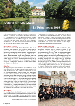 La Principessa 2016 Festival für Alte Musik