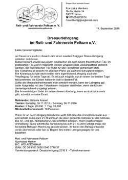 Dressurlehrgang - Reit- und Fahrverein Pelkum eV