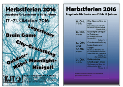 Herbstferien 2016 Herbstferien 2016 - Kinder