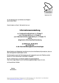 Informationsveranstaltung - Erasmus-Gymnasium Denzlingen