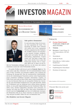 Investor Magazin Ausgabe 181