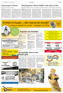 Herbstfest in Daaden &ndash; &bdquo;Alles rund um die Kartoffel &ldquo; f