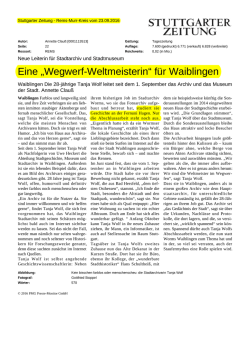 Eine &bdquo;Wegwerf-Weltmeisterin&ldquo; f&uuml;r Waiblingen