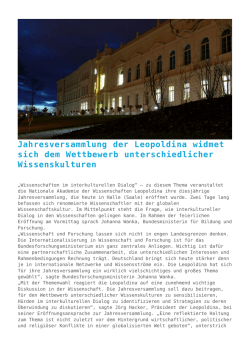 Jahresversammlung der Leopoldina widmet sich dem