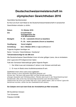Einladung Deutsch Schweizer Meisterschaft 15.10.2016