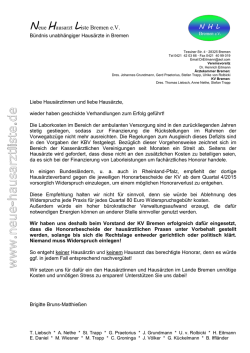InfoFax zum Laborhonorar - Die Neue Hausarztliste B&uuml;ndnis