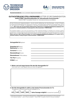 Gutachterliche Stellungnahme seitens des/r