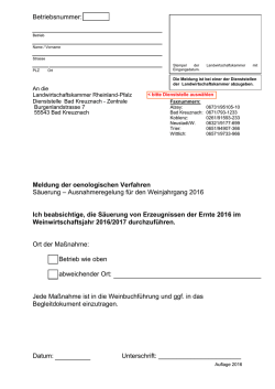 Meldung oenologischer Verfahren 2016