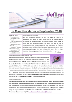 de Man Newsletter – September 2016