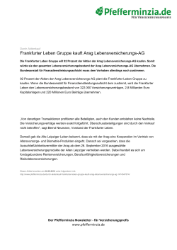 Frankfurter Leben Gruppe kauft Arag