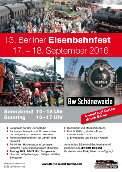 13. Berliner Eisenbahnfest 17. + 18. September 2016