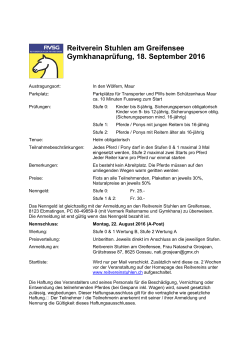 Ausschreibung Gymkhana 2016 - Reitverein Stuhlen am Greifensee