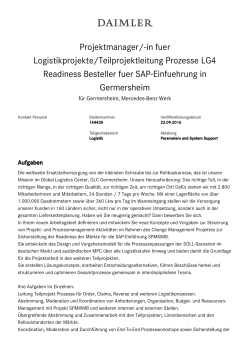 Projektmanager/-in fuer Logistikprojekte/Teilprojektleitung
